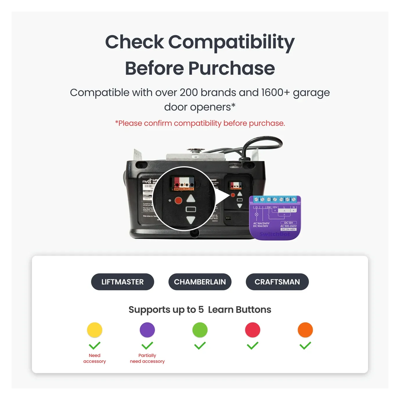 SwitchBot Garage Door Opener cable connections