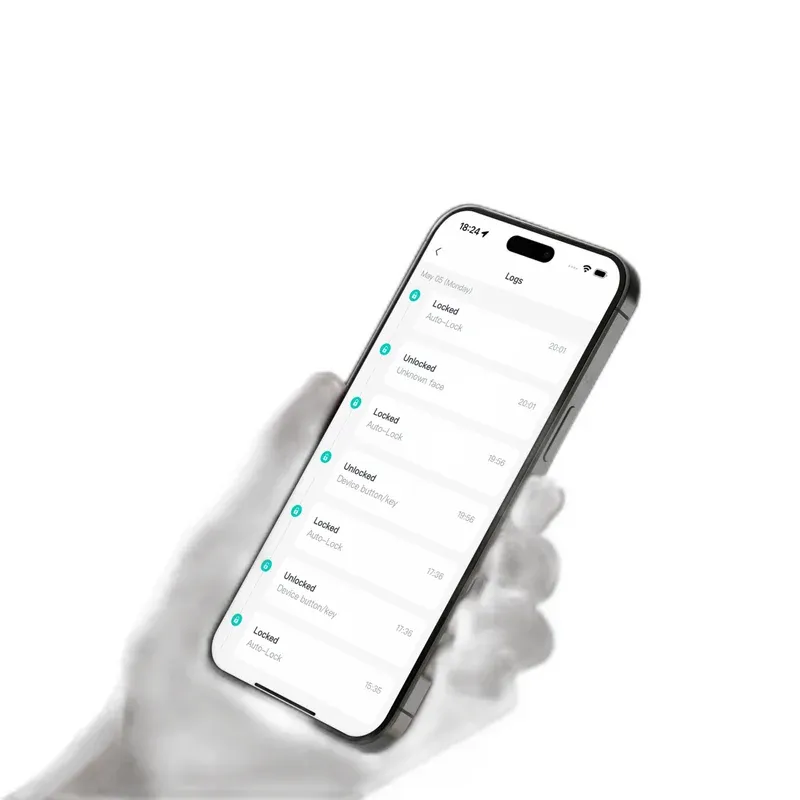 SwitchBot app showing entry logs on iPhone