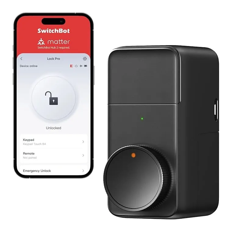 SwitchBot Lock Vision Pro smart lock installed on exterior door