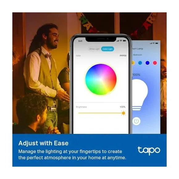 Tapo L535E app control interface with color picker