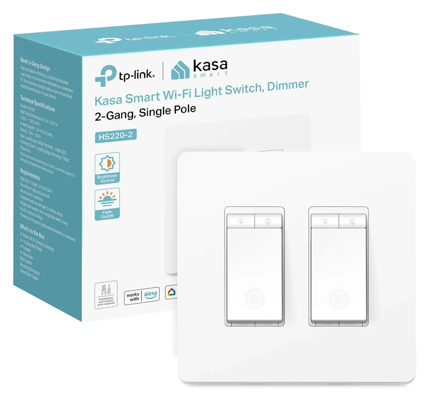 TP-Link Smart Dimmer Switch at an angle showing faceplate and paddle design