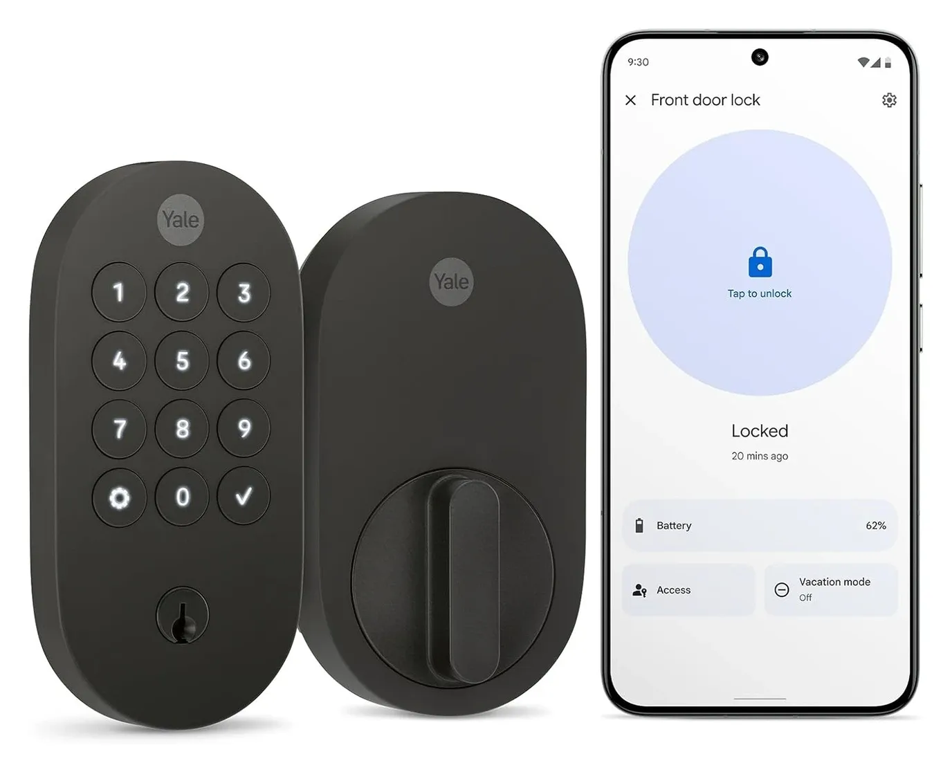 Yale Smart Lock at an angle showing deadbolt design and keypad placement