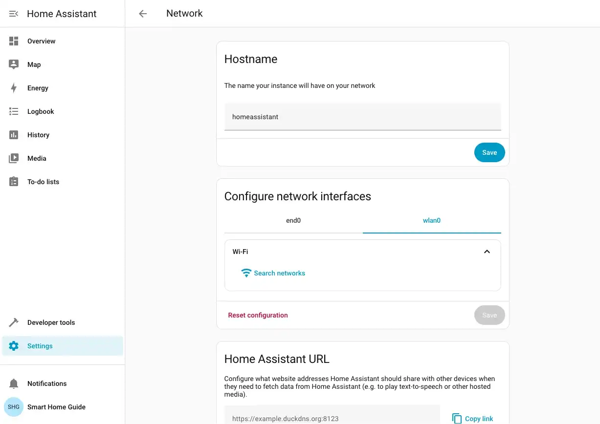 Click Change on the Network card