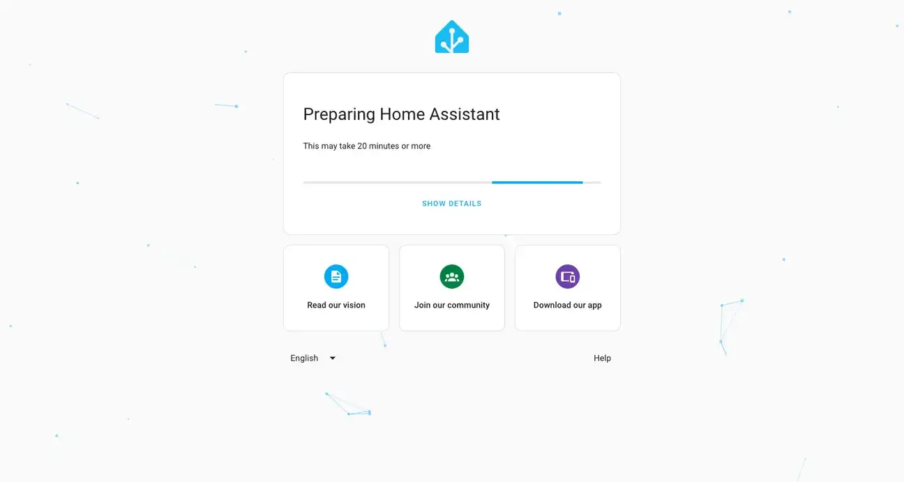 Raspberry Pi booting into Home Assistant OS startup screen