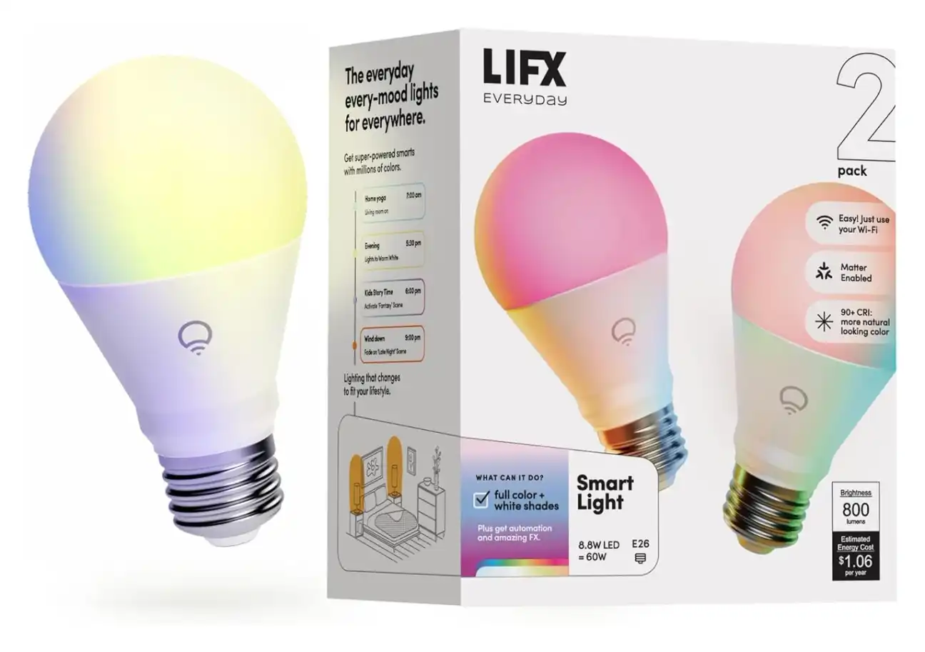 LIFX A21 color spectrum with tunable white temperatures from warm to cool