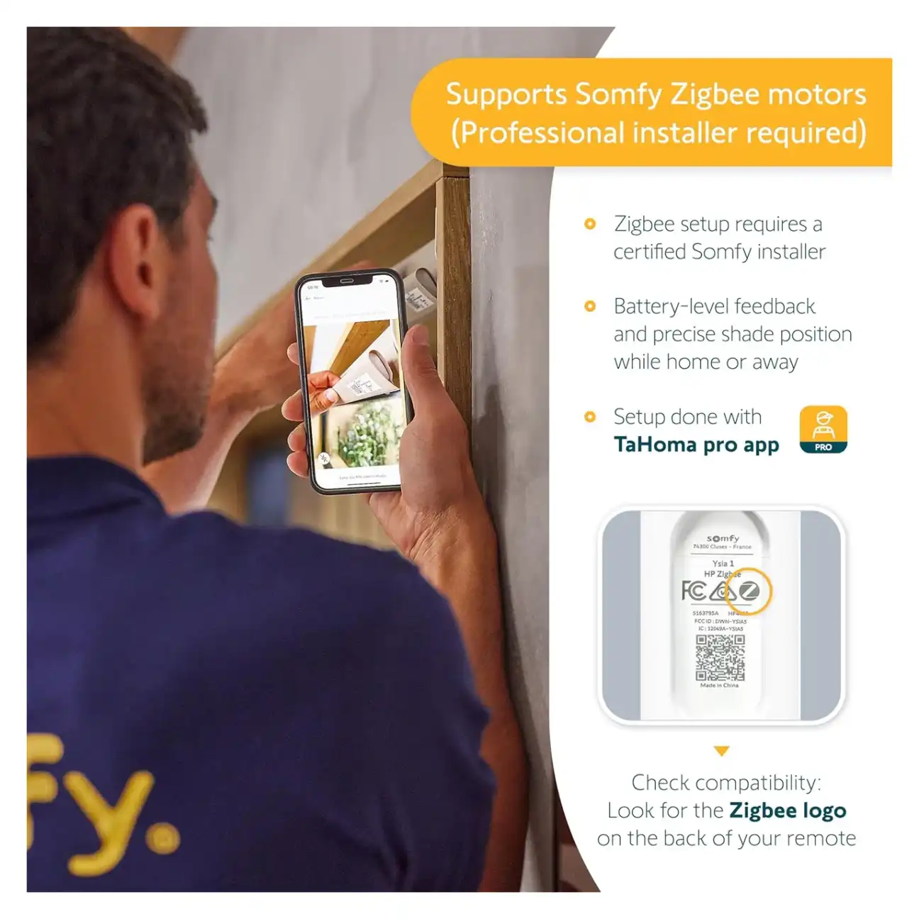 Somfy Zigbee motor installation