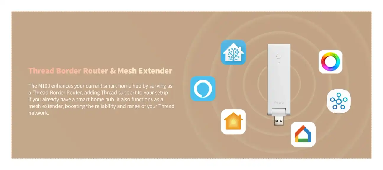 Aqara Hub M100 serving as Thread Border Router extending mesh network coverage