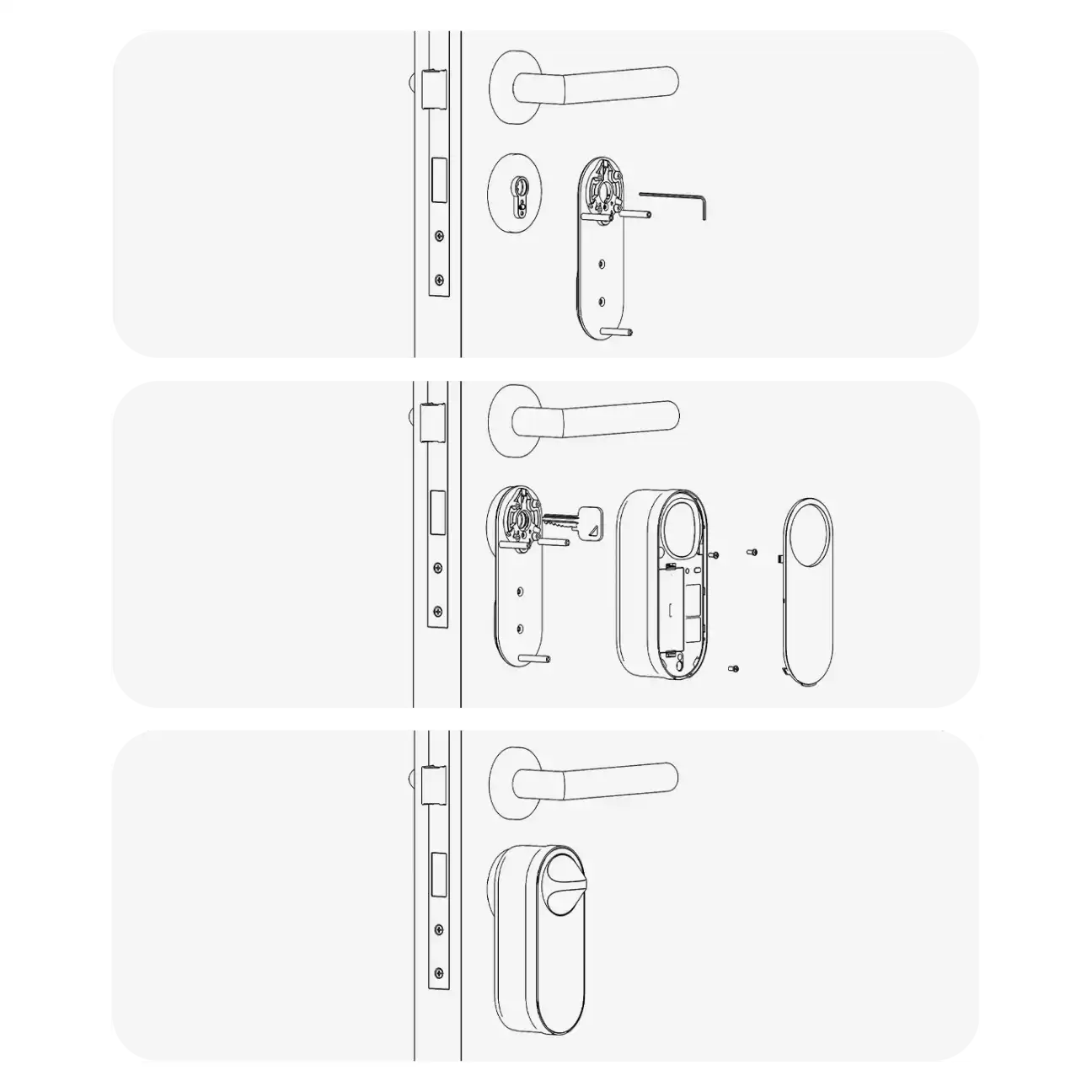Installation steps showing mounting process and calibration