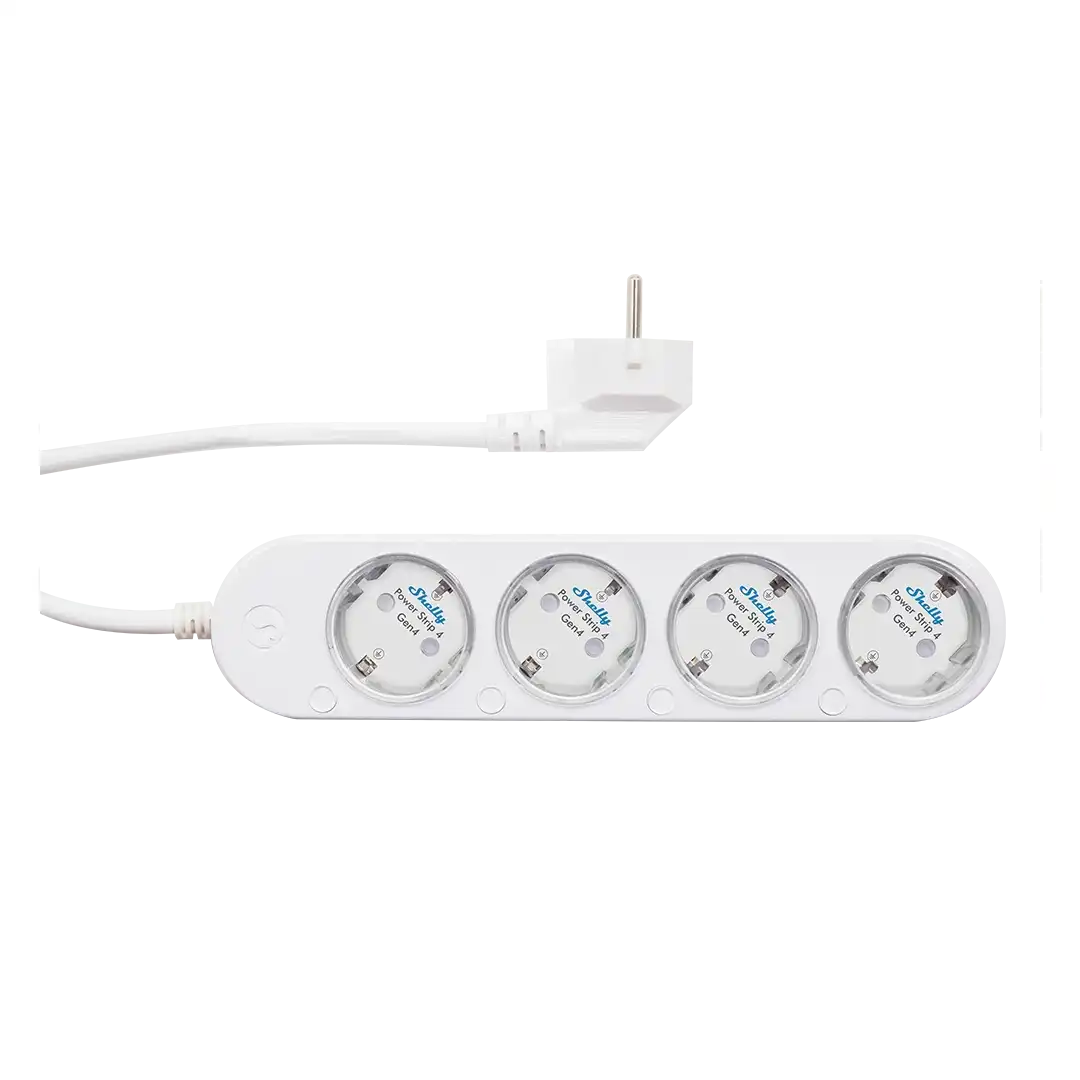 Shelly Power Strip 4 Gen4 white main unit with all four outlets visible