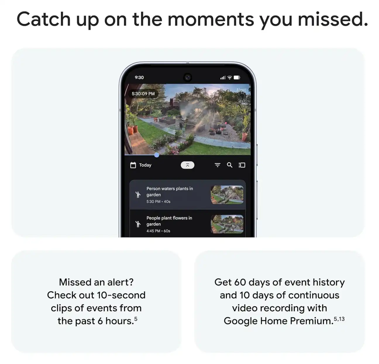 Catch up on missed moments - Google Home app view
