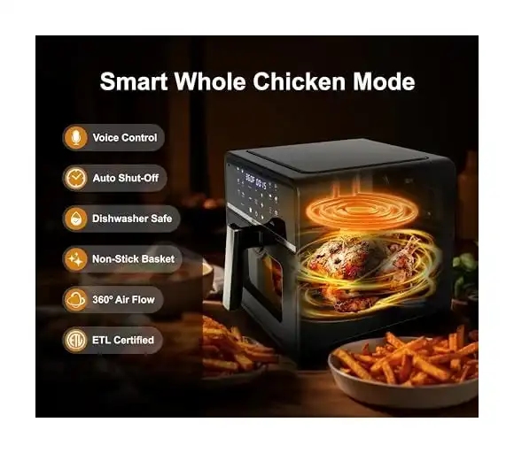 Included accessories and components for complete air frying experience