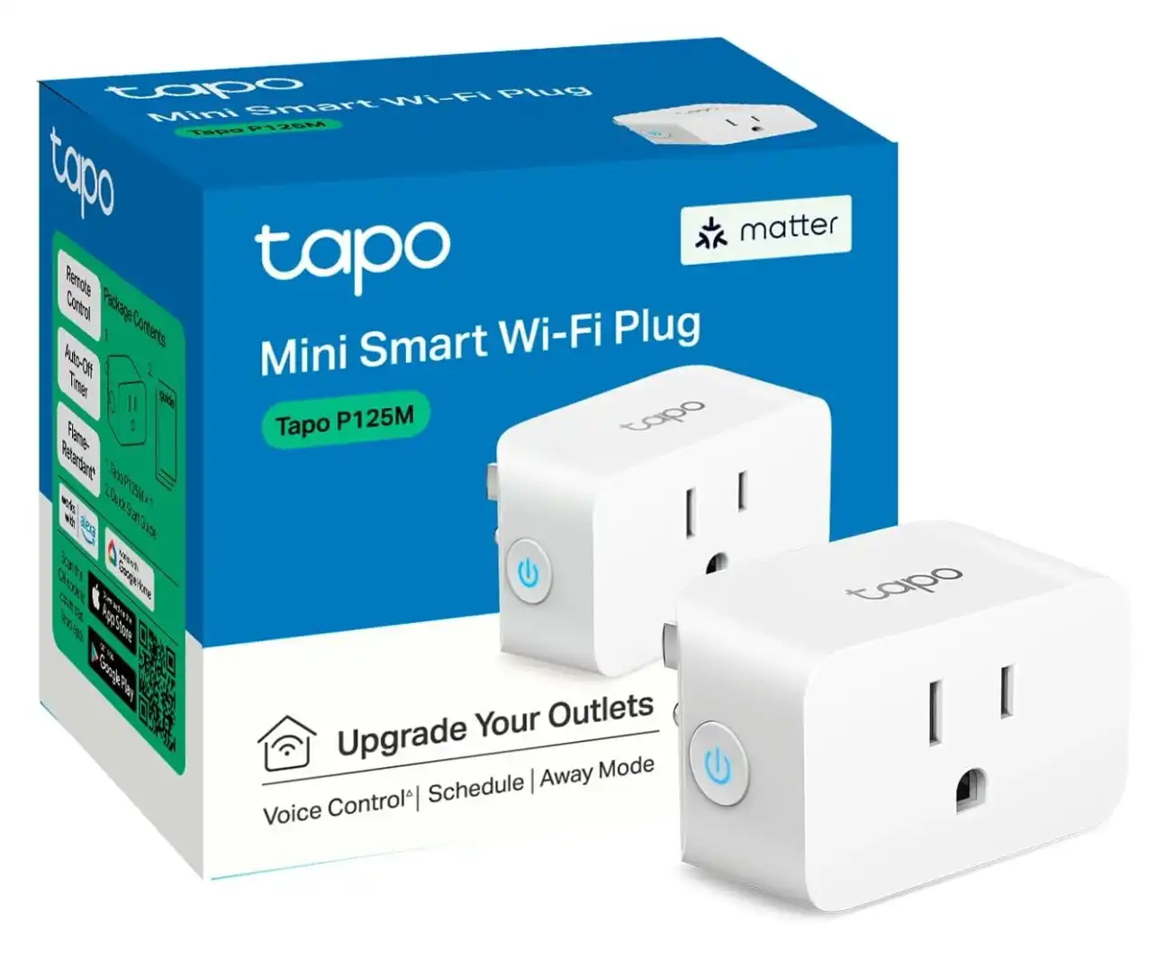 Tapo Smart Plug P125M package contents showing plug and accessories