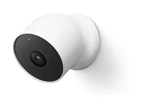 Google Nest Cam Battery front view with white background