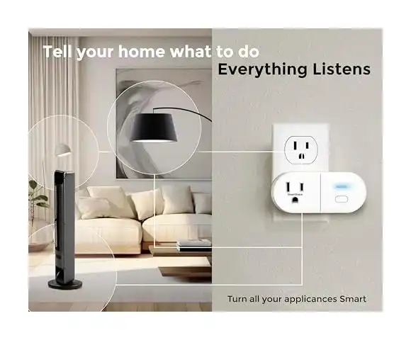 Emerson SmartVoice Plug back view and detailed control button interface