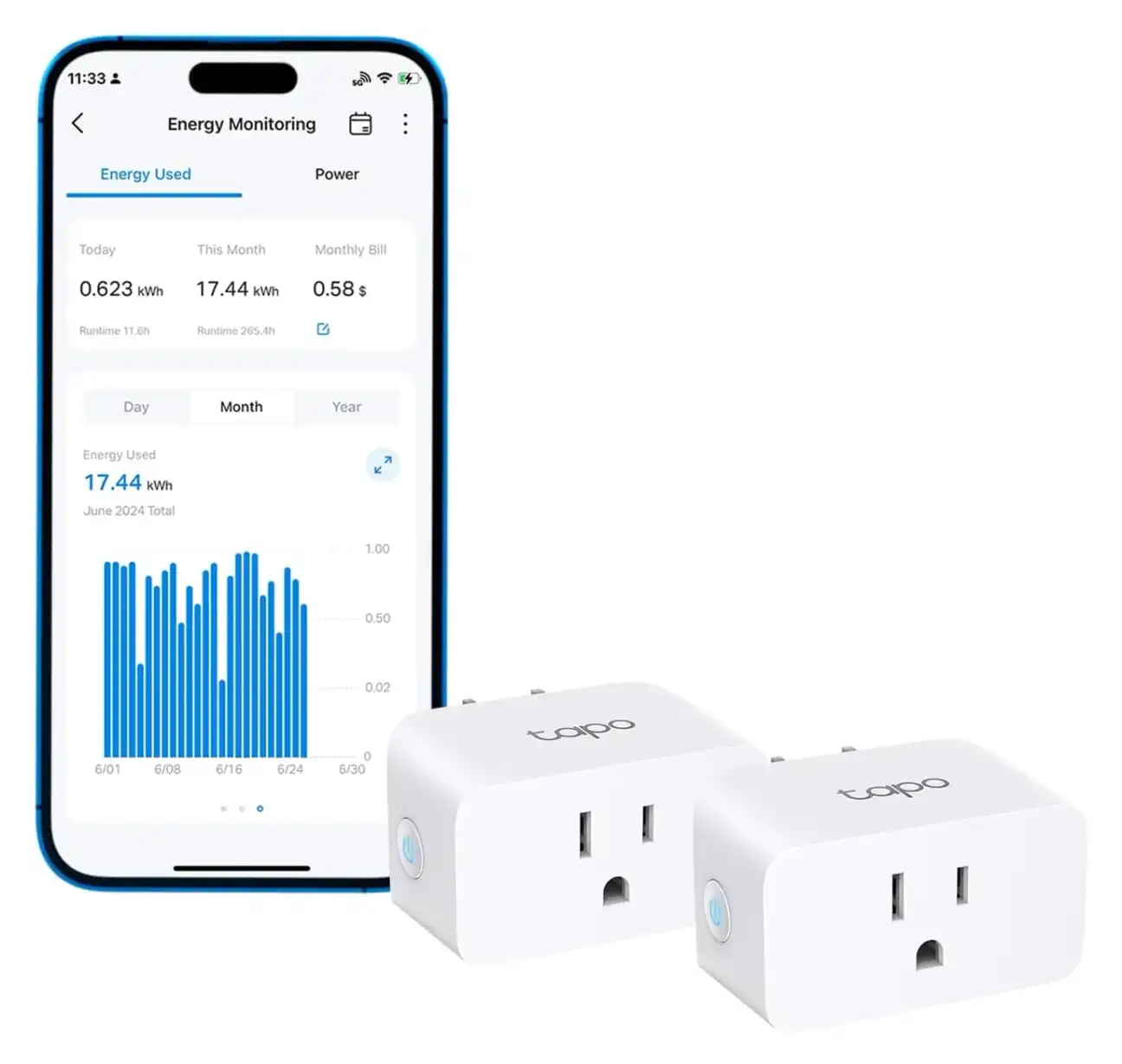 Tapo P300 power strip installation showing wall mounting and cable management