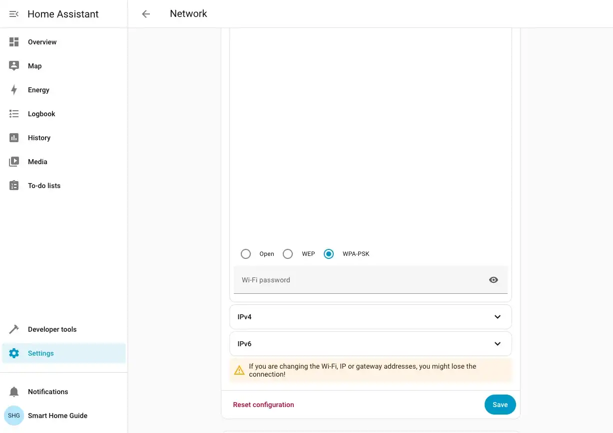 WiFi security settings