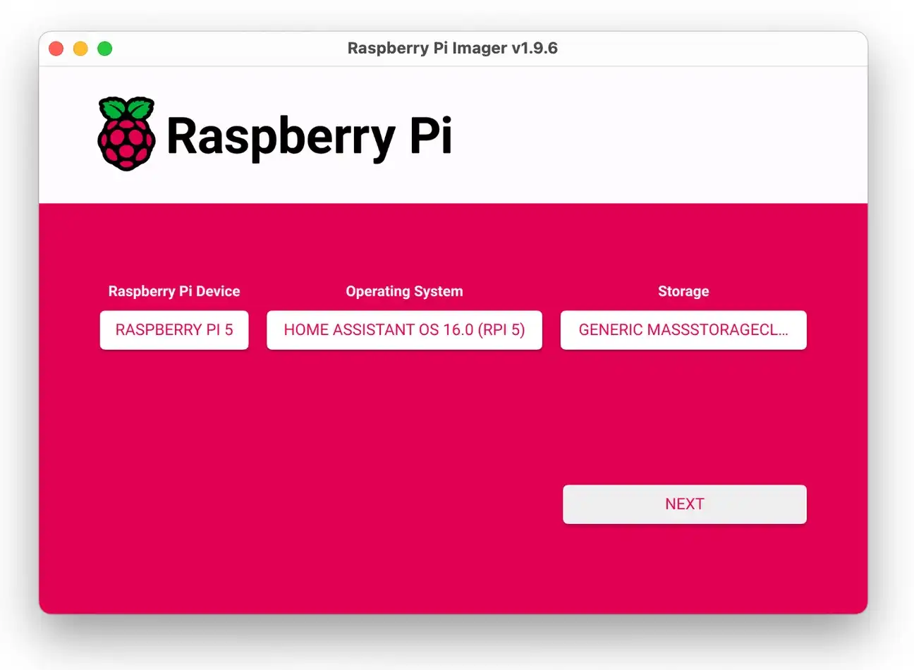 SD card ready for flashing in Raspberry Pi Imager