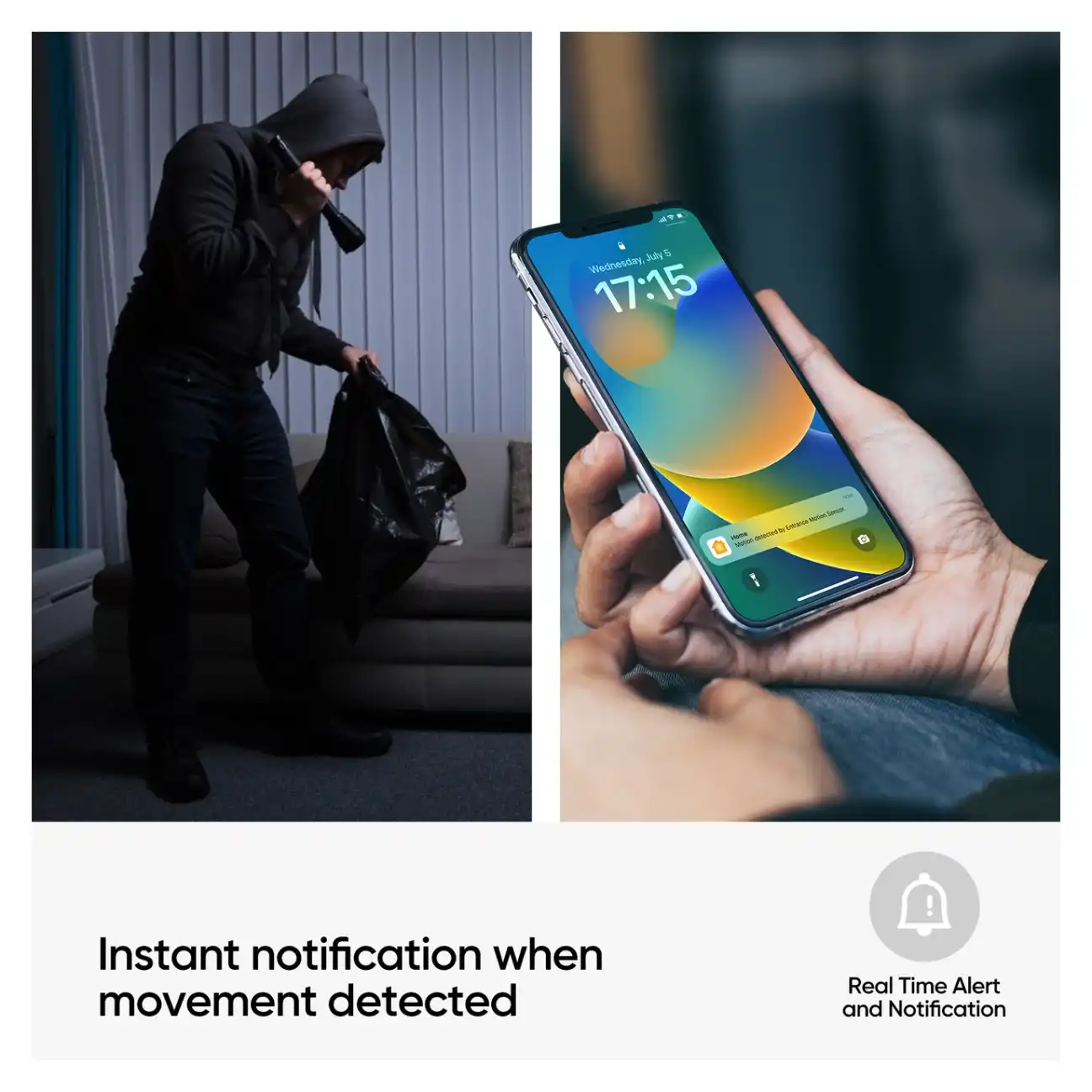 Onvis SMS2 showing sensor placement options and detection range coverage for home security