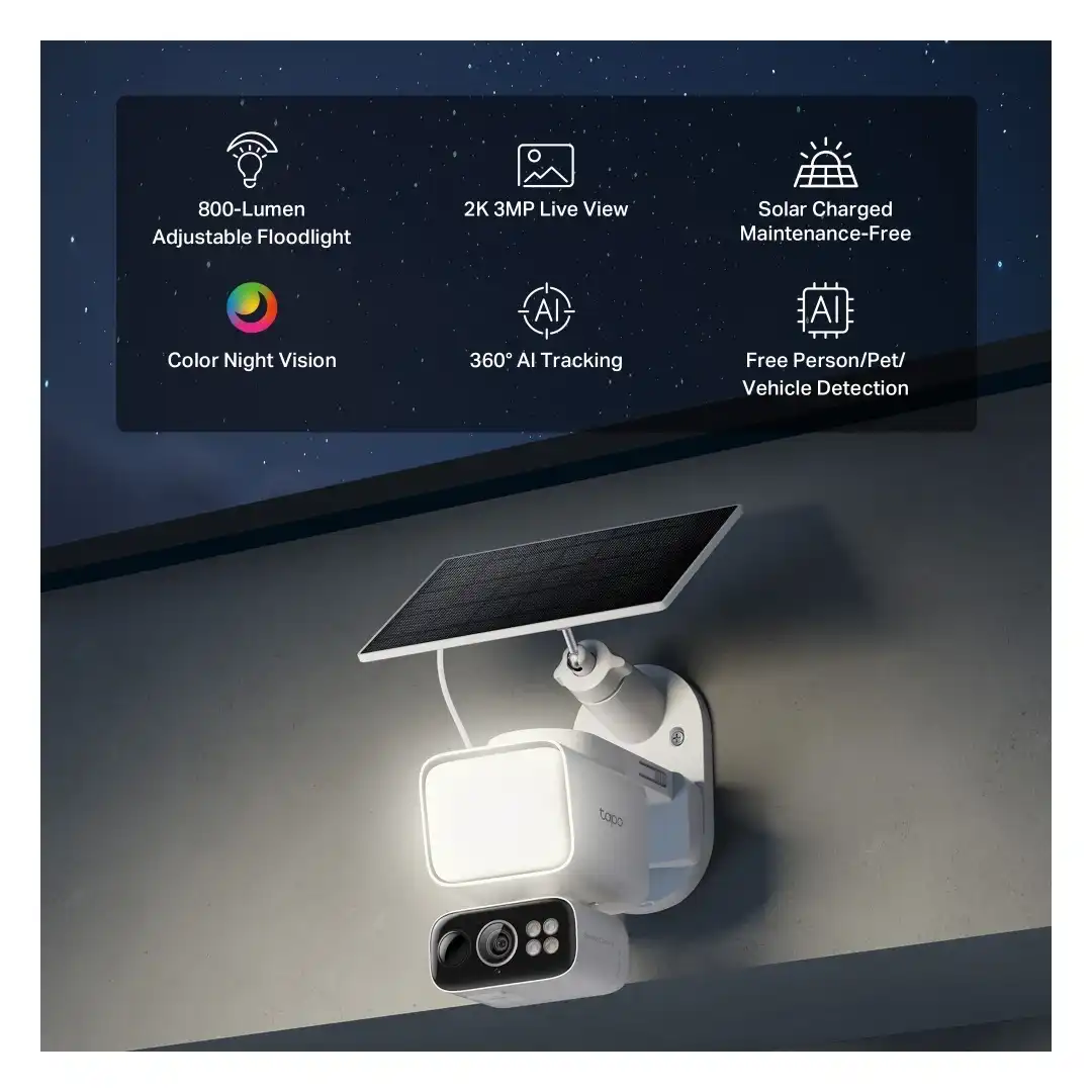 Floodlight and camera, front view