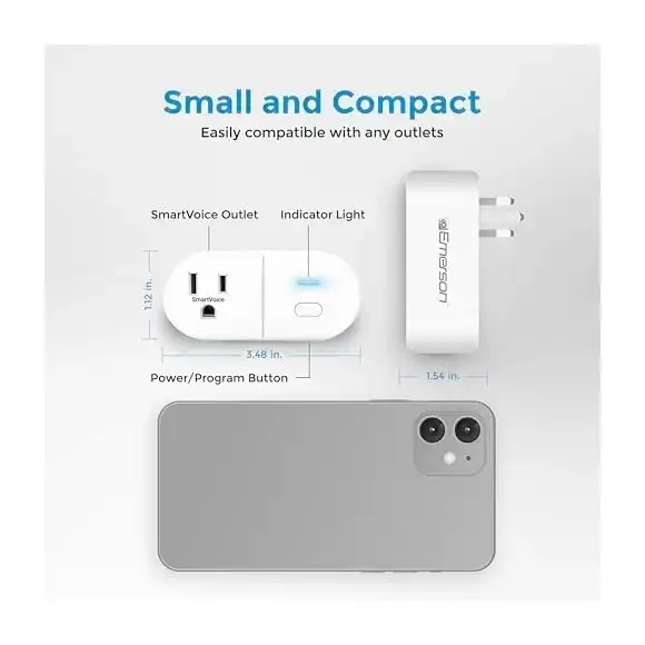 Emerson SmartVoice Plug with LED indicator and control button in action