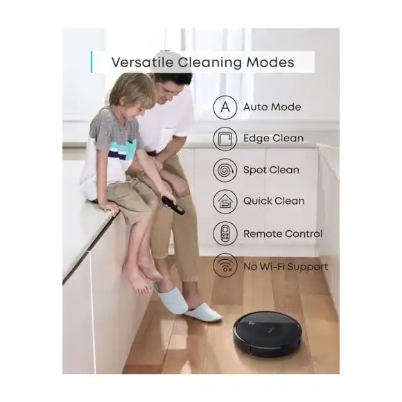 Eufy RoboVac 11S MAX bottom view showing wheel design and side brush