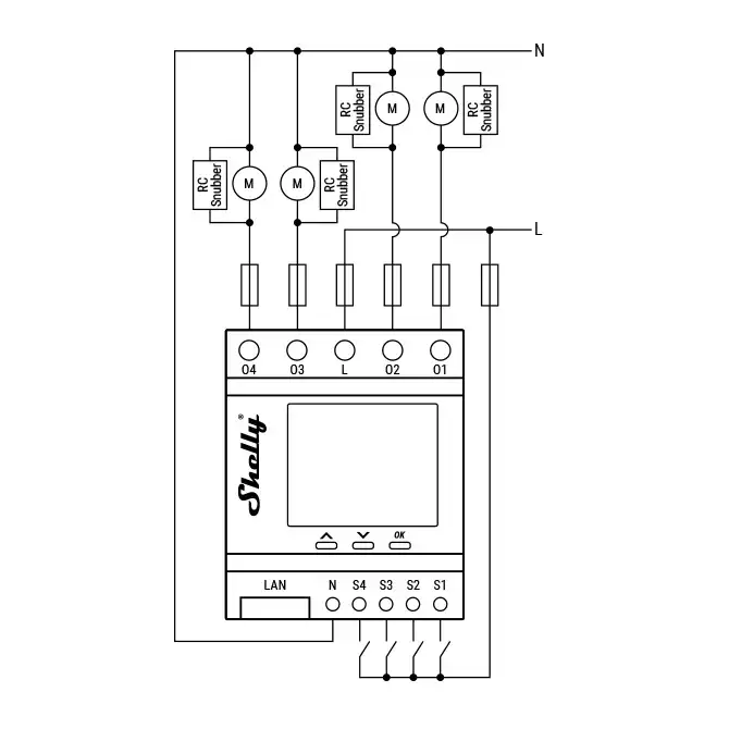 Shelly Pro 4PM RC Snubber Diagram