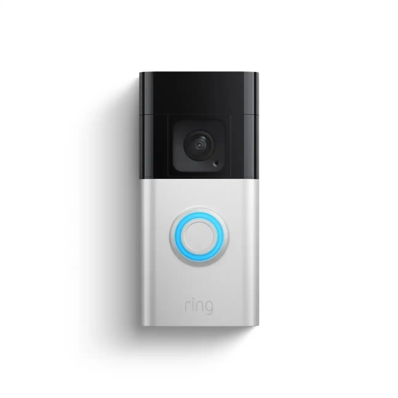Ring Battery Doorbell Plus hero shot showing 1536p HD video and head-to-toe view
