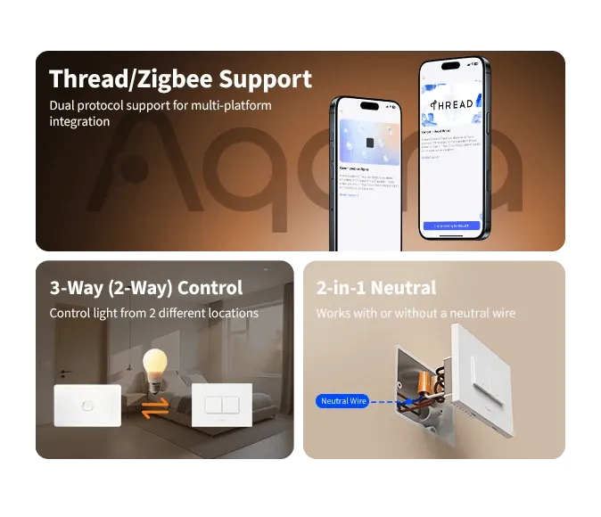 Aqara Light Switch H2 Horizontal with Matter and Zigbee