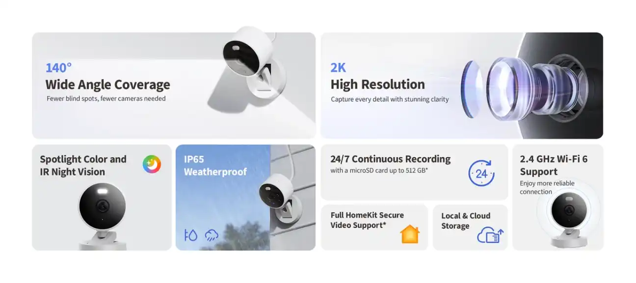 Aqara Camera G100 security camera with 2K resolution and AI detection