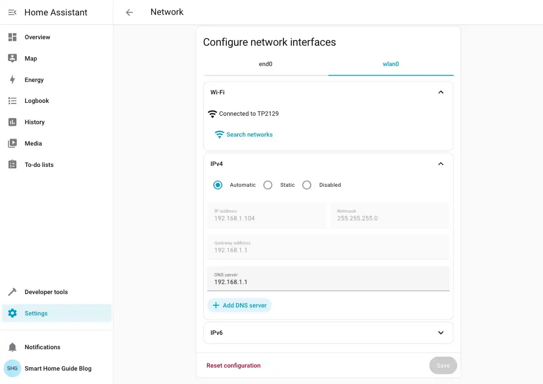 IPv4 method: DHCP vs Static